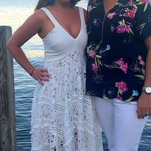 White textured midi dress